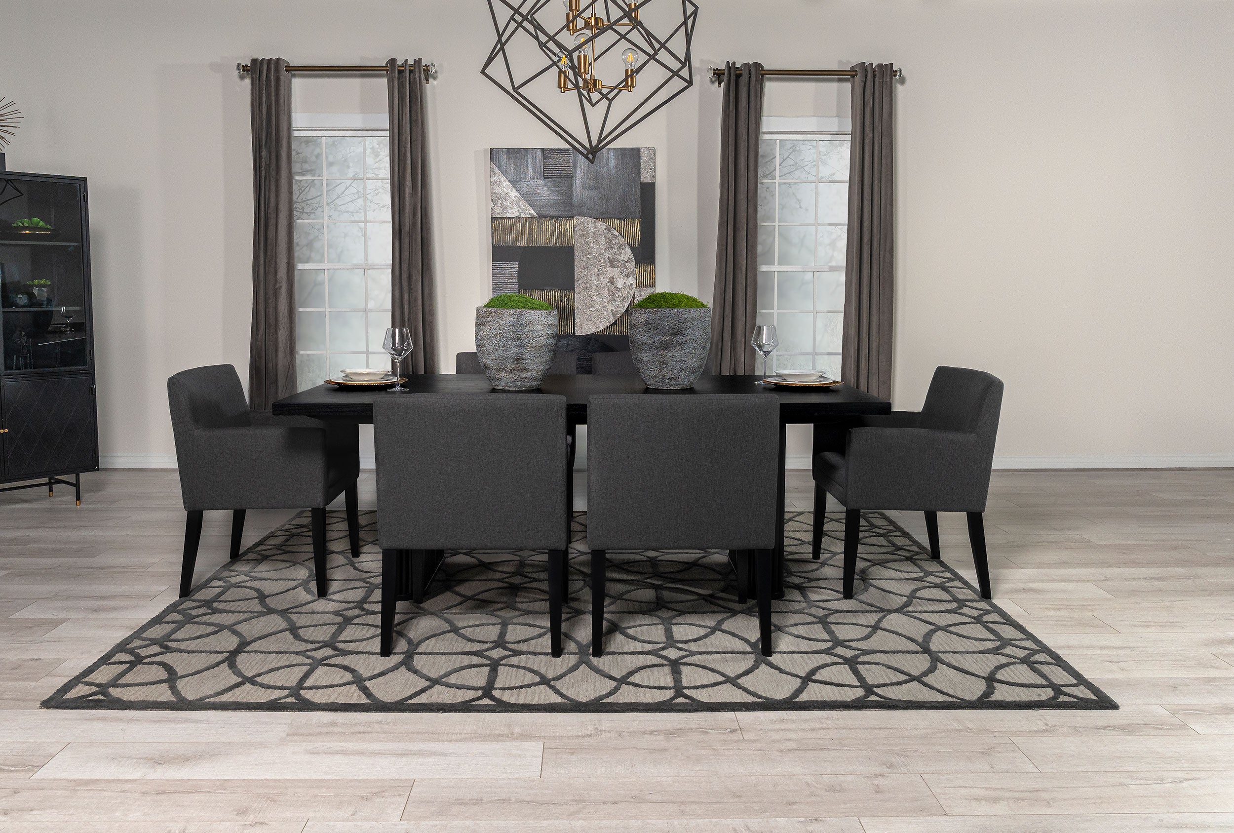 Best Furniture Outlet - Coaster - Catherine 7-piece Rectangular Dining Table Set Black - 106251-S7