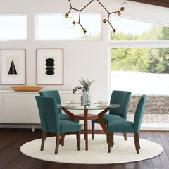 Paxton Upholstered Dining Side Chair Teal Blue (Set of 2)