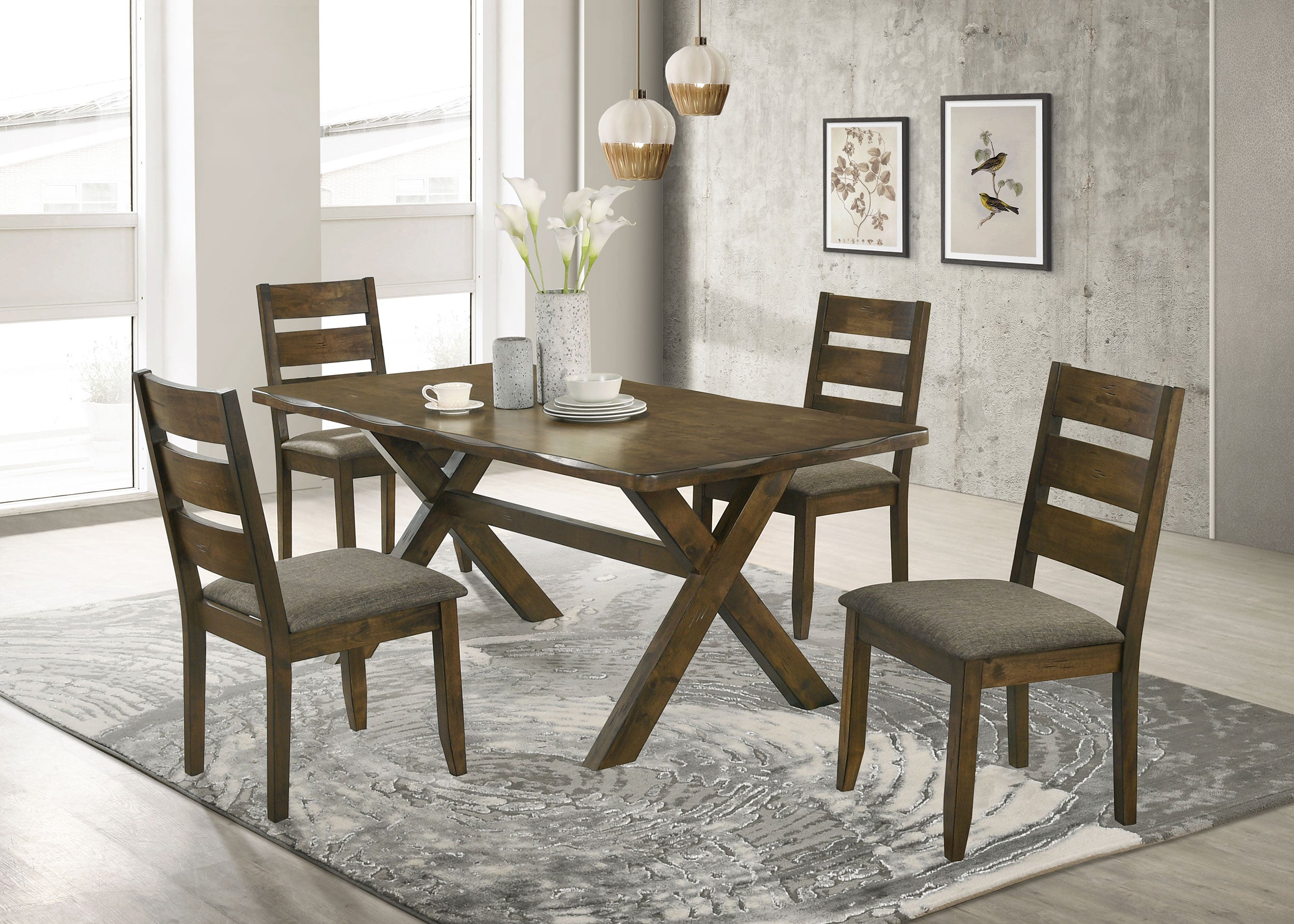 Best Furniture Outlet - Coaster - Alston 5-piece Rectangular Dining Table Set Knotty Nutmeg - 106381-S5