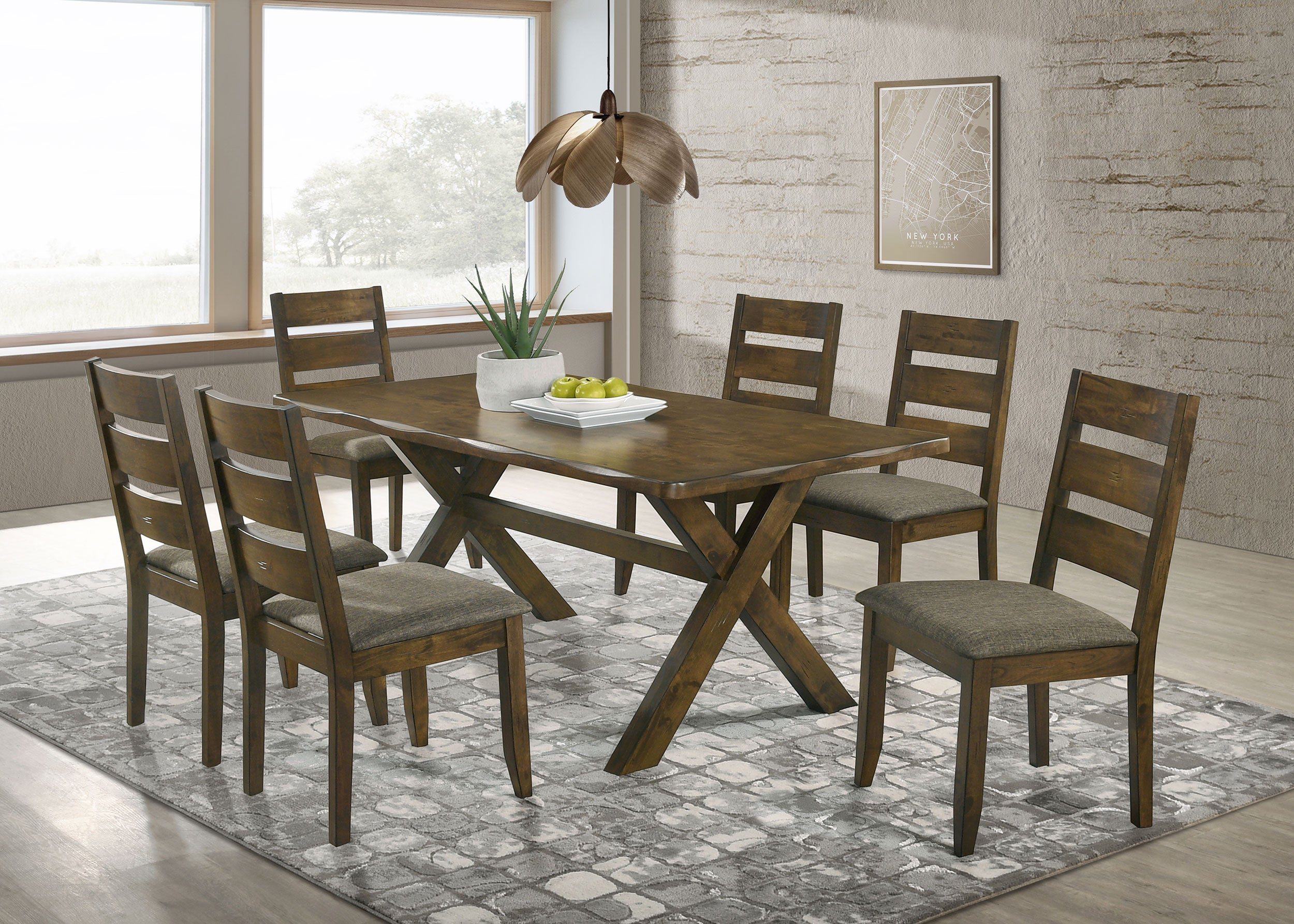 Best Furniture Outlet - Coaster - Alston 7-piece Rectangular Dining Table Set Knotty Nutmeg - 106381-S7