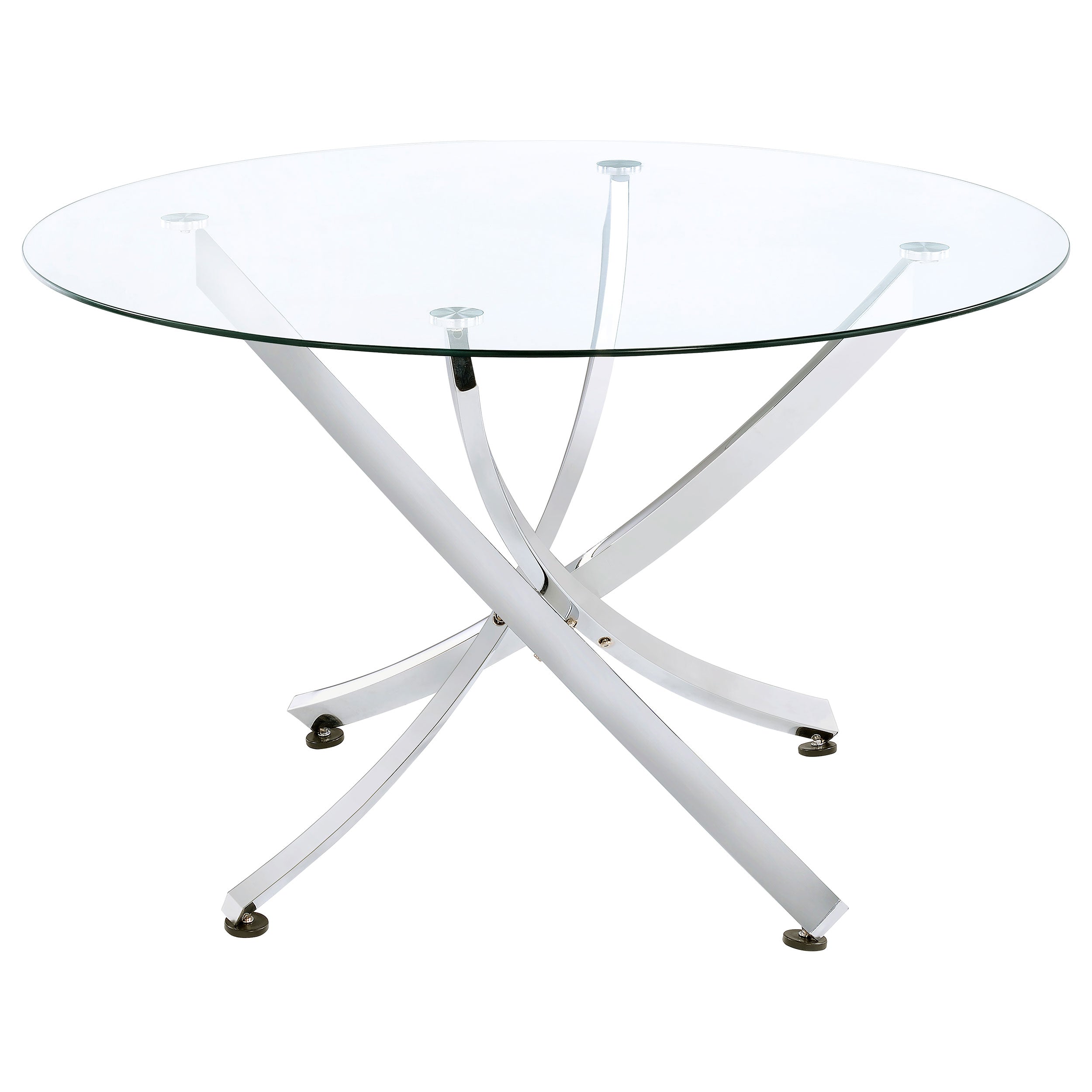 Best Furniture Outlet - Coaster - Beckham Round 46-inch Glass Top Dining Table Chrome - 106440