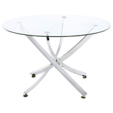 Best Furniture Outlet - Coaster - Beckham Round 46-inch Glass Top Dining Table Chrome - 106440