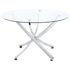 Best Furniture Outlet - Coaster - Beckham Round 46-inch Glass Top Dining Table Chrome - 106440