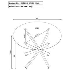 Beckham Round 46-inch Glass Top Dining Table Chrome