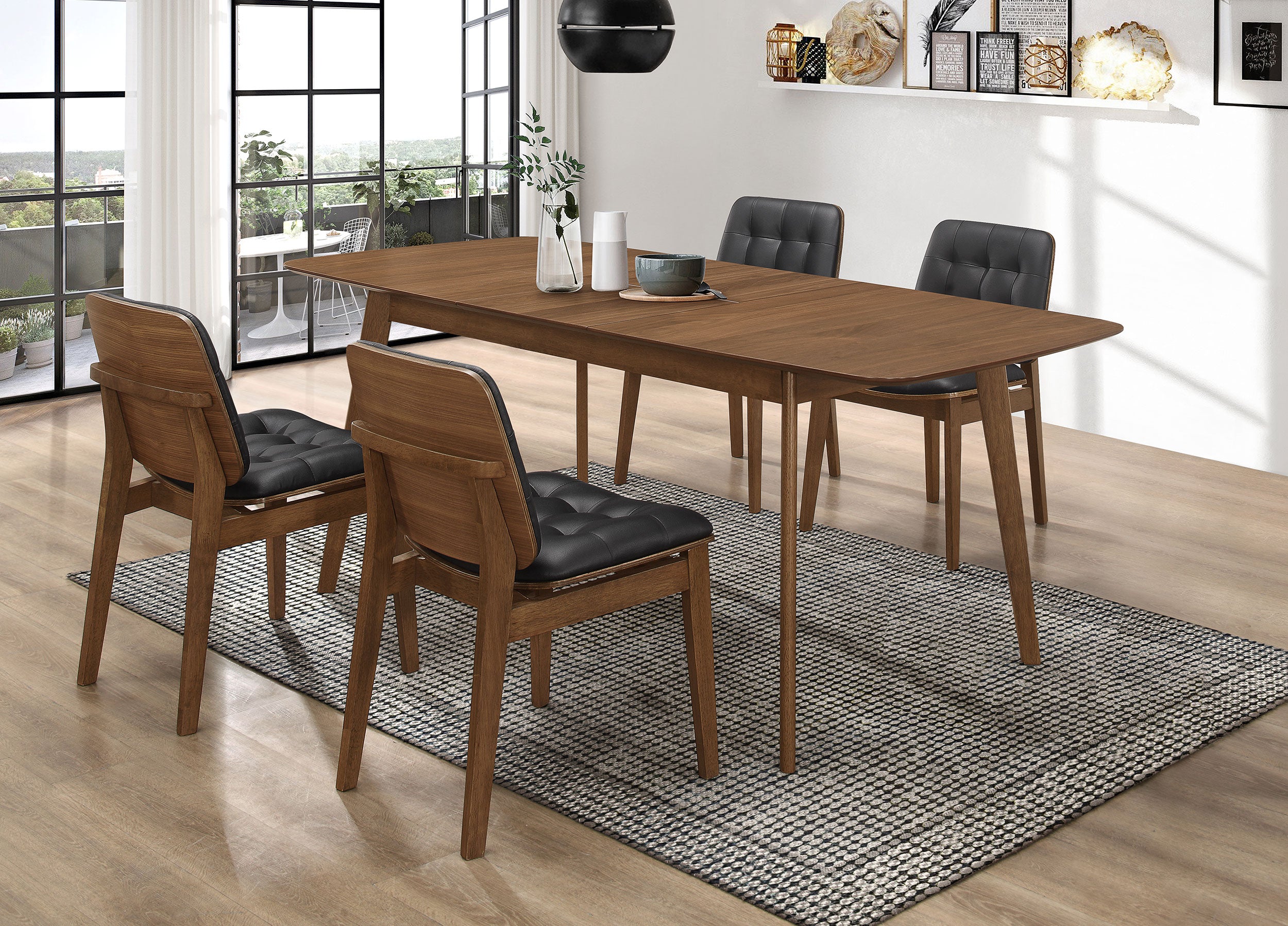 Best Furniture Outlet - Coaster - Redbridge Rectangular 5-piece Dining Set Natural Walnut - 106591-S5K