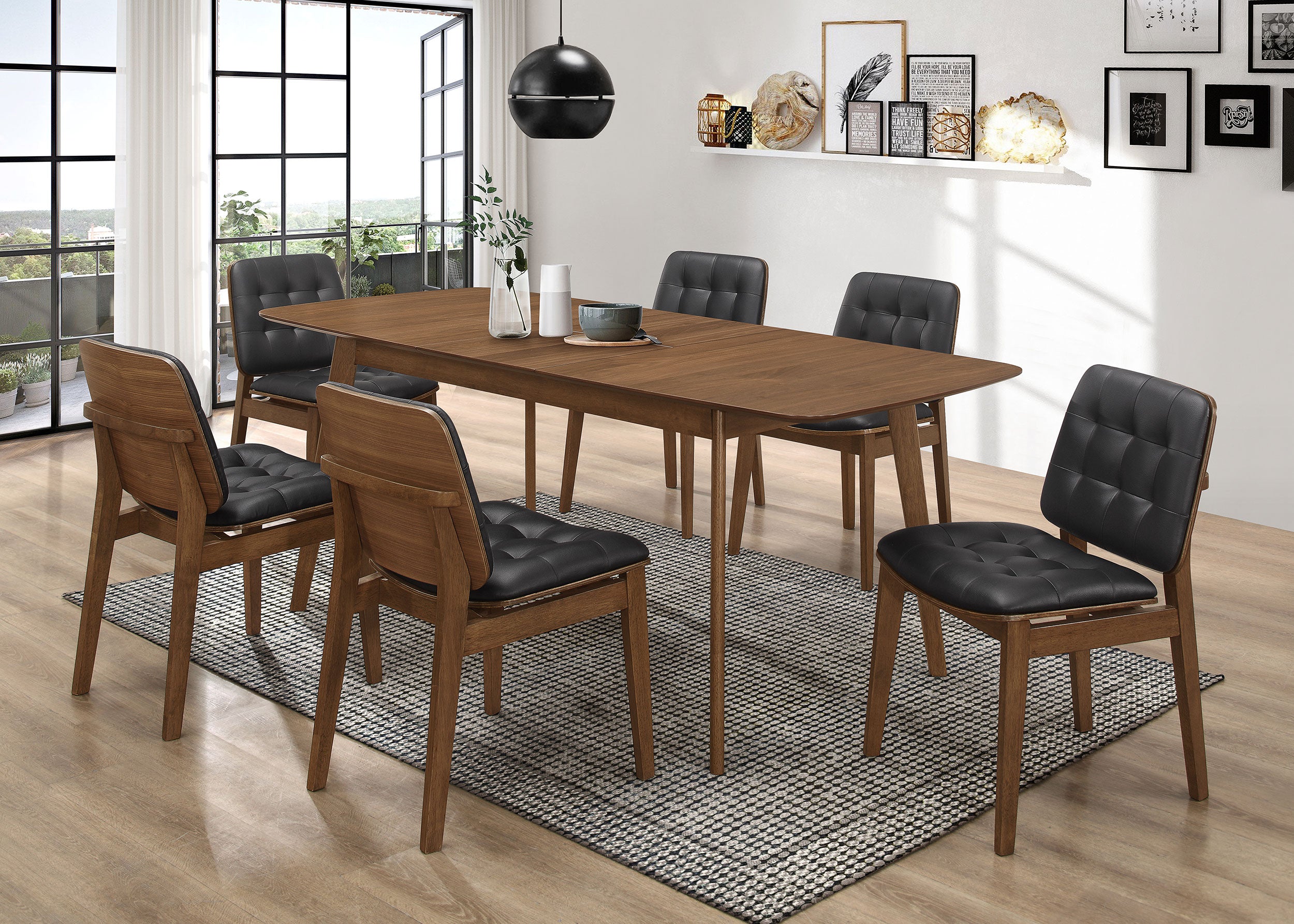 Best Furniture Outlet - Coaster - Redbridge Rectangular 7-piece Dining Set Natural Walnut - 106591-S7K