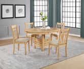 Best Furniture Outlet - Coaster - Lavon 5-piece Oval Extension Leaf Dining Set Light Oak - 106620-S5