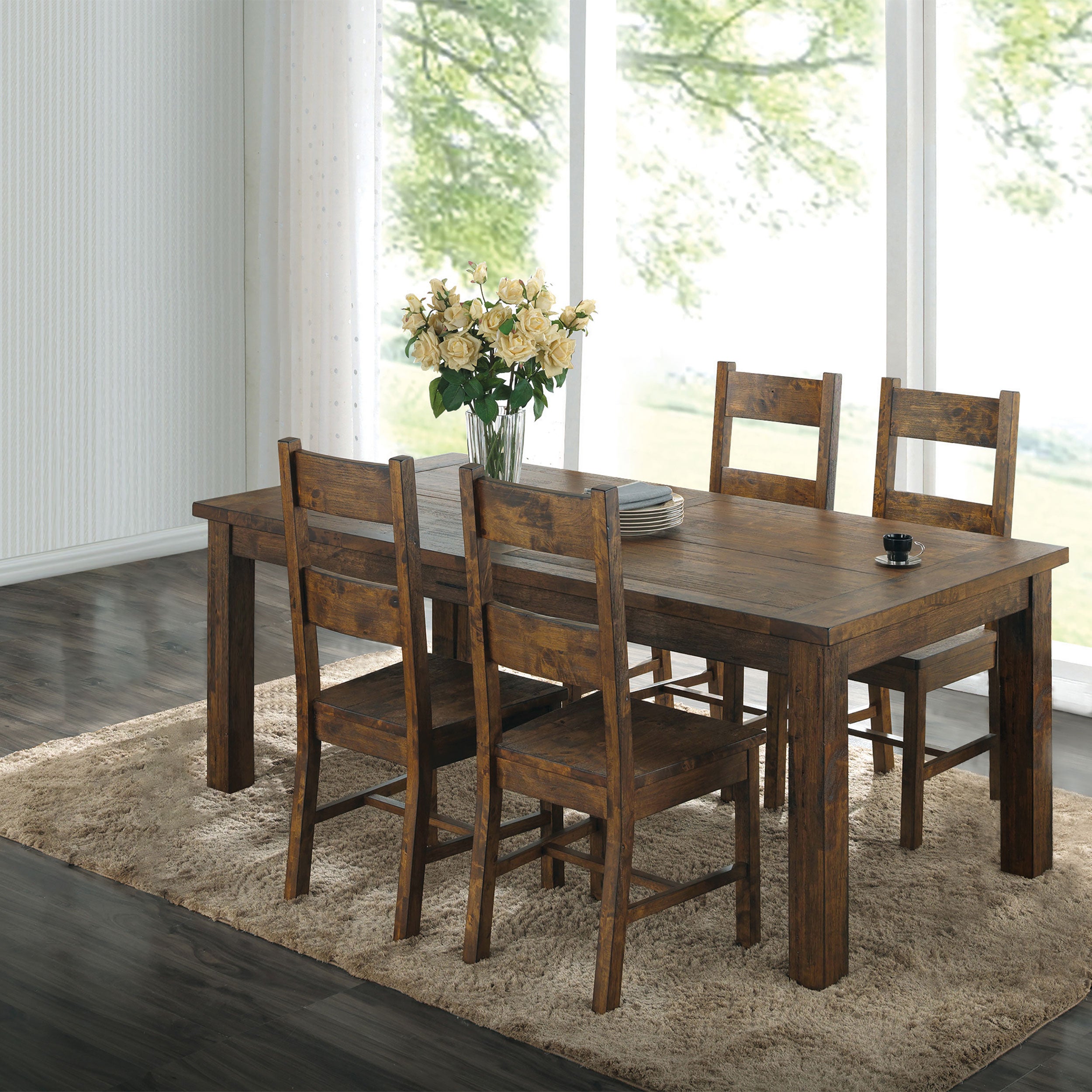 Best Furniture Outlet - Coaster - Coleman 5-piece Rectangular Dining Set Rustic Golden Brown - 107041-S5