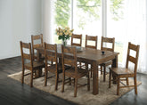 Best Furniture Outlet - Coaster - Coleman 9-piece Rectangular Dining Set Rustic Golden Brown - 107041-S9