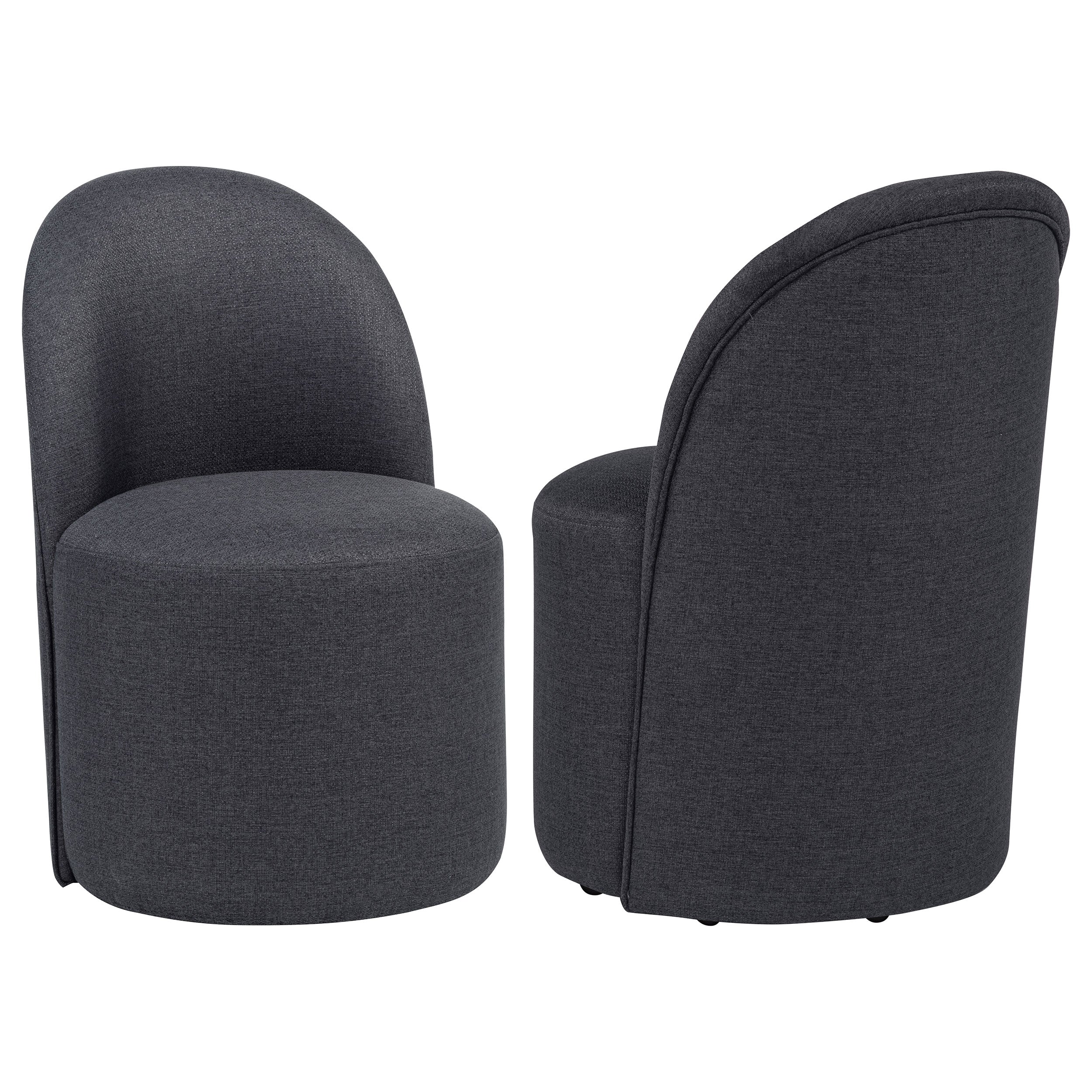 Best Furniture Outlet - Coaster - Aubrey Upholstered Barrel Dining Side Chair Charcoal (Set of 2) - 107062CHAR