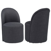 Best Furniture Outlet - Coaster - Aubrey Upholstered Barrel Dining Side Chair Charcoal (Set of 2) - 107062CHAR