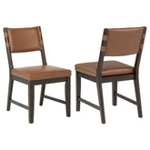 Best Furniture Outlet - Coaster - Tegan Faux Leather Upholstered Dining Side Chair Cognac (Set of 2) - 107072