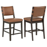 Best Furniture Outlet - Coaster - Tegan Faux Leather Upholstered Counter Height Chair Cognac (Set of 2) - 107079