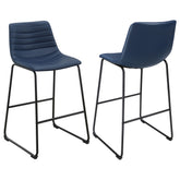 Best Furniture Outlet - Coaster - Zuni Faux Leather Upholstered Counter Chair Blue (Set of 2) - 107208