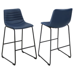 Best Furniture Outlet - Coaster - Zuni Faux Leather Upholstered Counter Chair Blue (Set of 2) - 107208