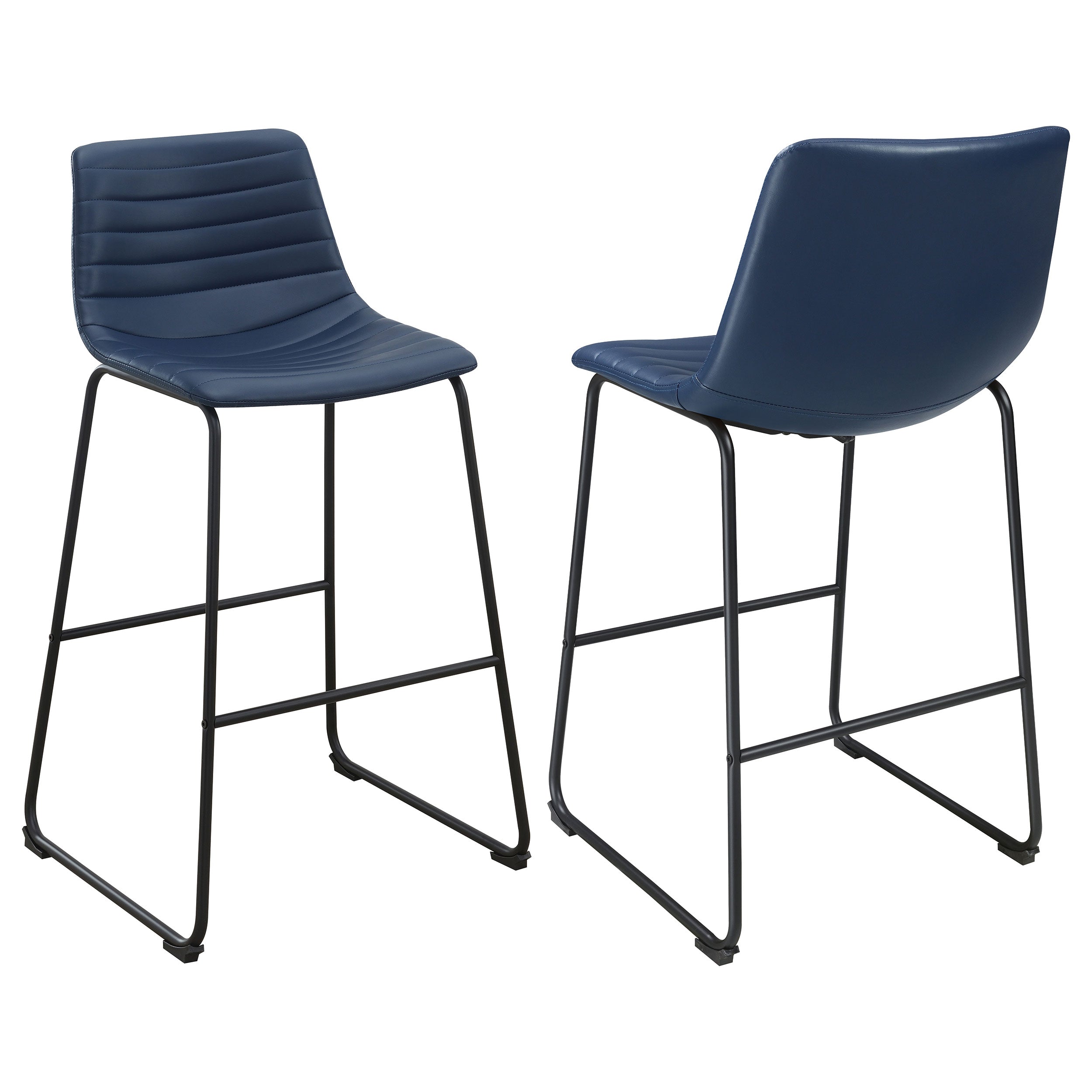 Best Furniture Outlet - Coaster - Zuni Faux Leather Upholstered Bar Chair Blue (Set of 2) - 107209
