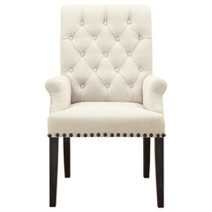 Alana Fabric Upholstered Dining Arm Chair Beige