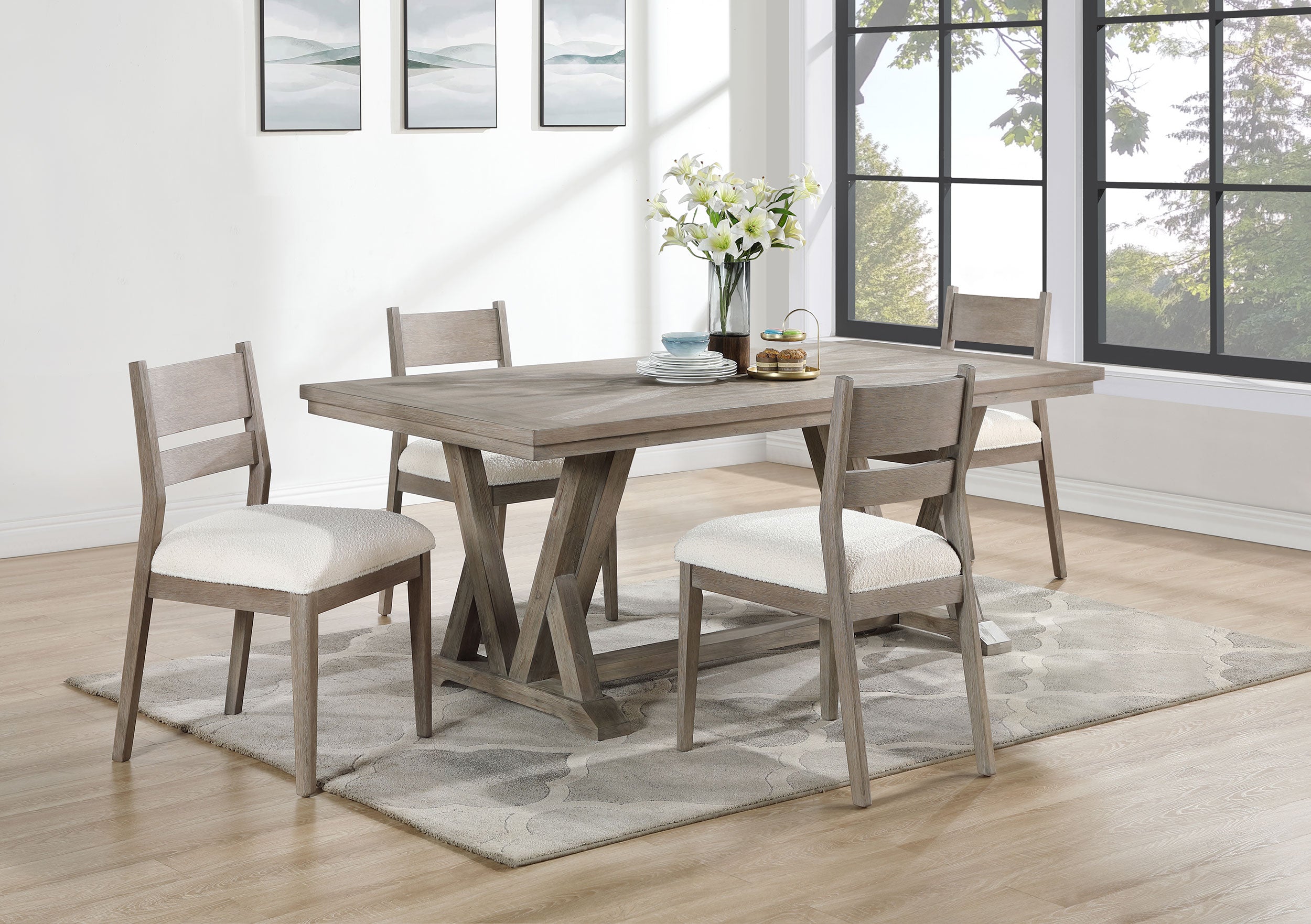 Best Furniture Outlet - Coaster - Cornelia 5-piece Rectangular Dining Table Set Coastal Grey - 107441-S5