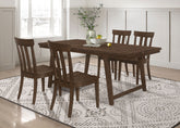 Best Furniture Outlet - Coaster - Reynolds 5-piece Rectangular Dining Table Set Brown Oak - 107591-S5