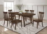 Best Furniture Outlet - Coaster - Reynolds 7-piece Rectangular Dining Table Set Brown Oak - 107591-S7