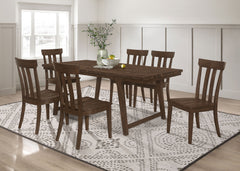 Best Furniture Outlet - Coaster - Reynolds 7-piece Rectangular Dining Table Set Brown Oak - 107591-S7