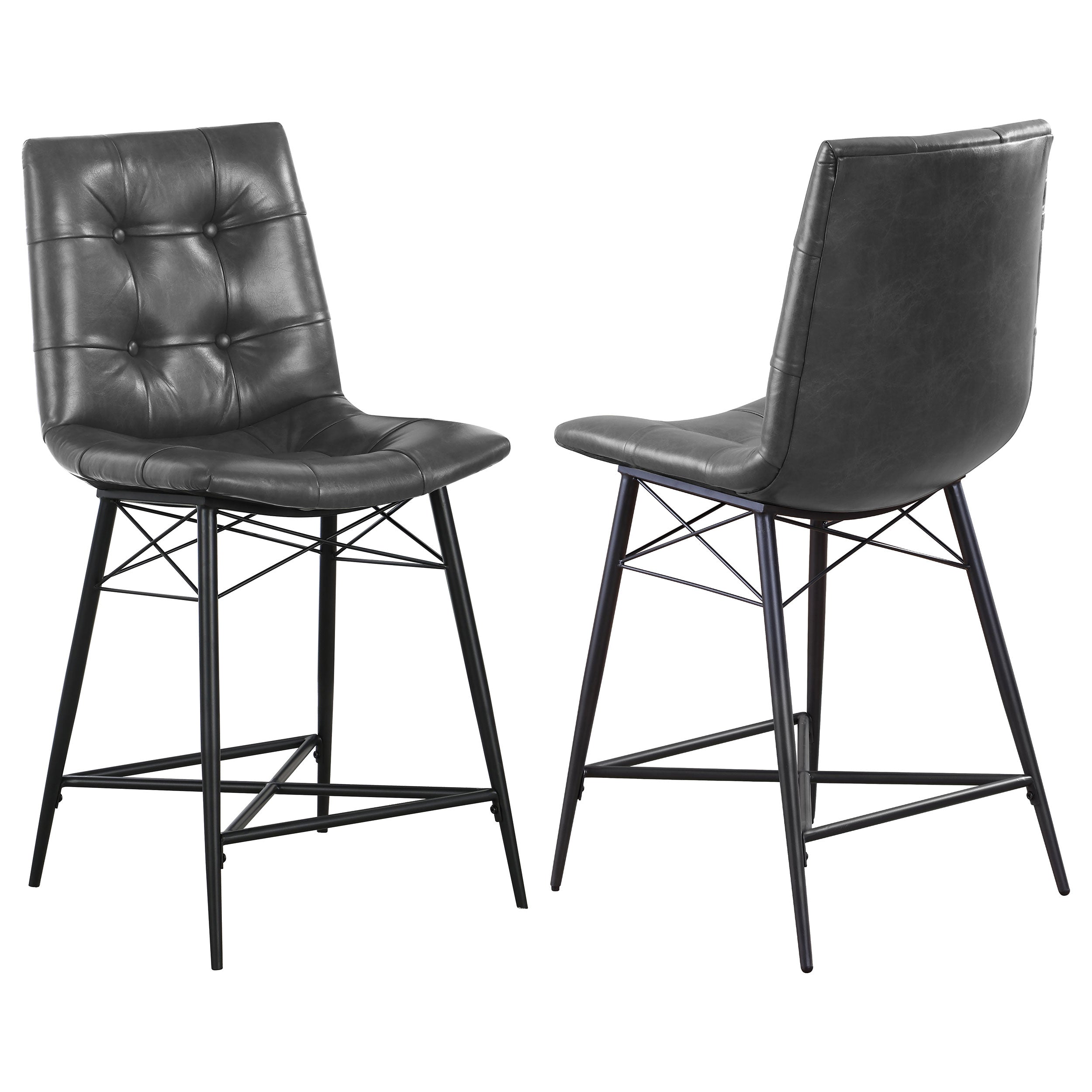 Best Furniture Outlet - Coaster - Aiken Upholstered Tufted Counter Chair Charcoal (Set of 2) - 107859