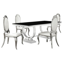 Antoine 5-piece Rectangular Glass Top Dining Set Chrome
