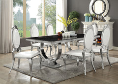 Best Furniture Outlet - Coaster - Antoine 7-piece Rectangular Glass Top Dining Set Chrome - 107871-S7