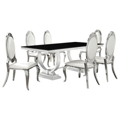 Antoine 7-piece Rectangular Glass Top Dining Set Chrome