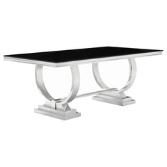 Best Furniture Outlet - Coaster - Antoine Rectangular 95-inch Glass Top Dining Table Black - 107871
