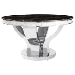 Best Furniture Outlet - Coaster - Anchorage Round 51-inch Glass Top Dining Table Chrome - 107891