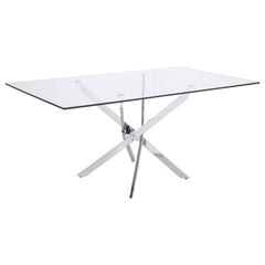 Best Furniture Outlet - Coaster - Carmelo Rectangular 66-inch Glass Top Dining Table Chrome - 107931