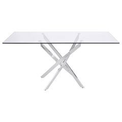 Carmelo Rectangular 66-inch Glass Top Dining Table Chrome