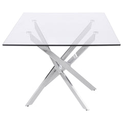 Carmelo Rectangular 66-inch Glass Top Dining Table Chrome