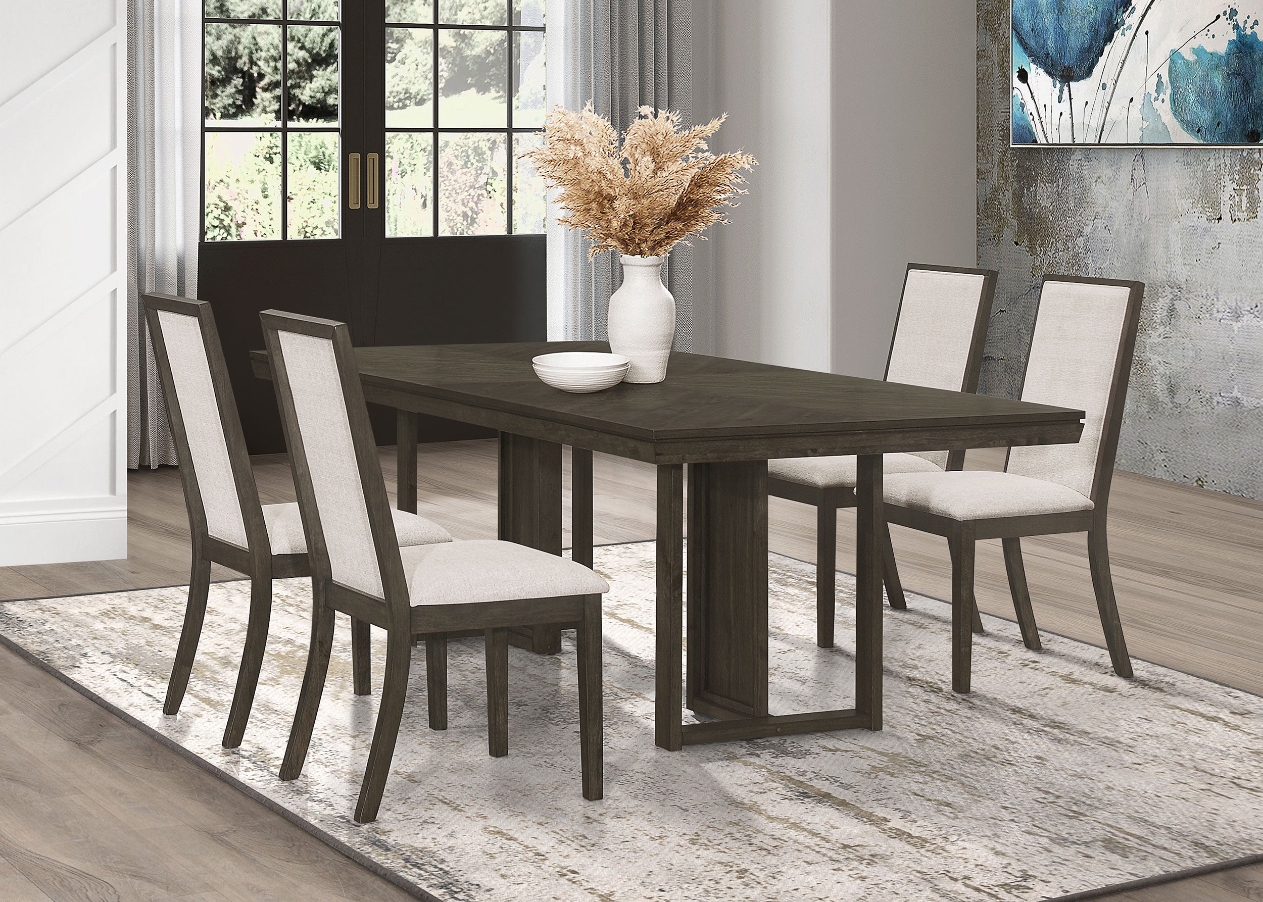 Best Furniture Outlet - Coaster - Kelly 5-piece Rectangular Dining Table Set Dark Grey - 107961-S5