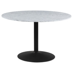 Best Furniture Outlet - Coaster - Bartole Round 48-inch Italian Marble Top Dining Table White - 108020