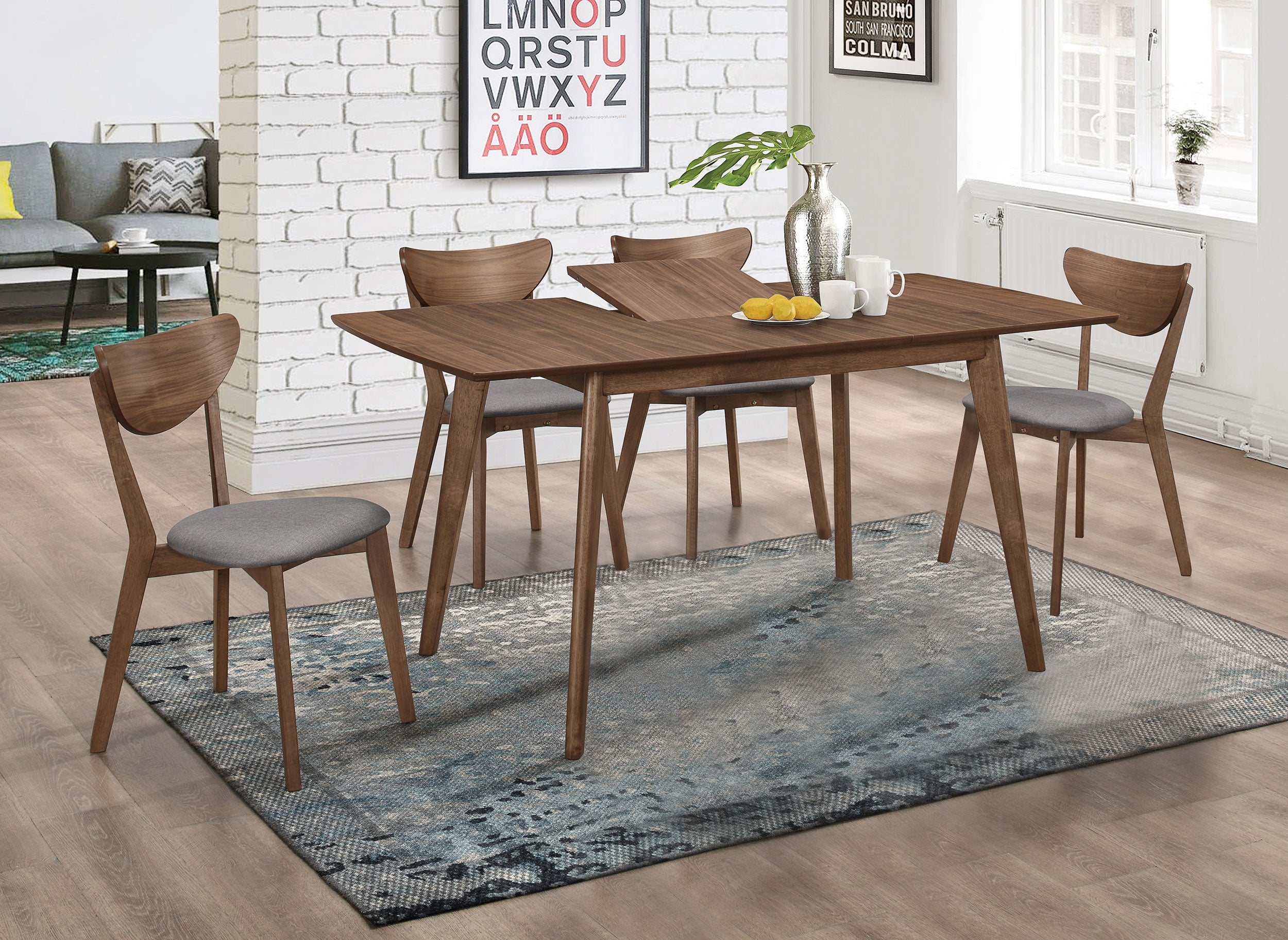 Best Furniture Outlet - Coaster - Alfredo 5-piece Butterfly Leaf Dining Set Natural Walnut - 108080-S5
