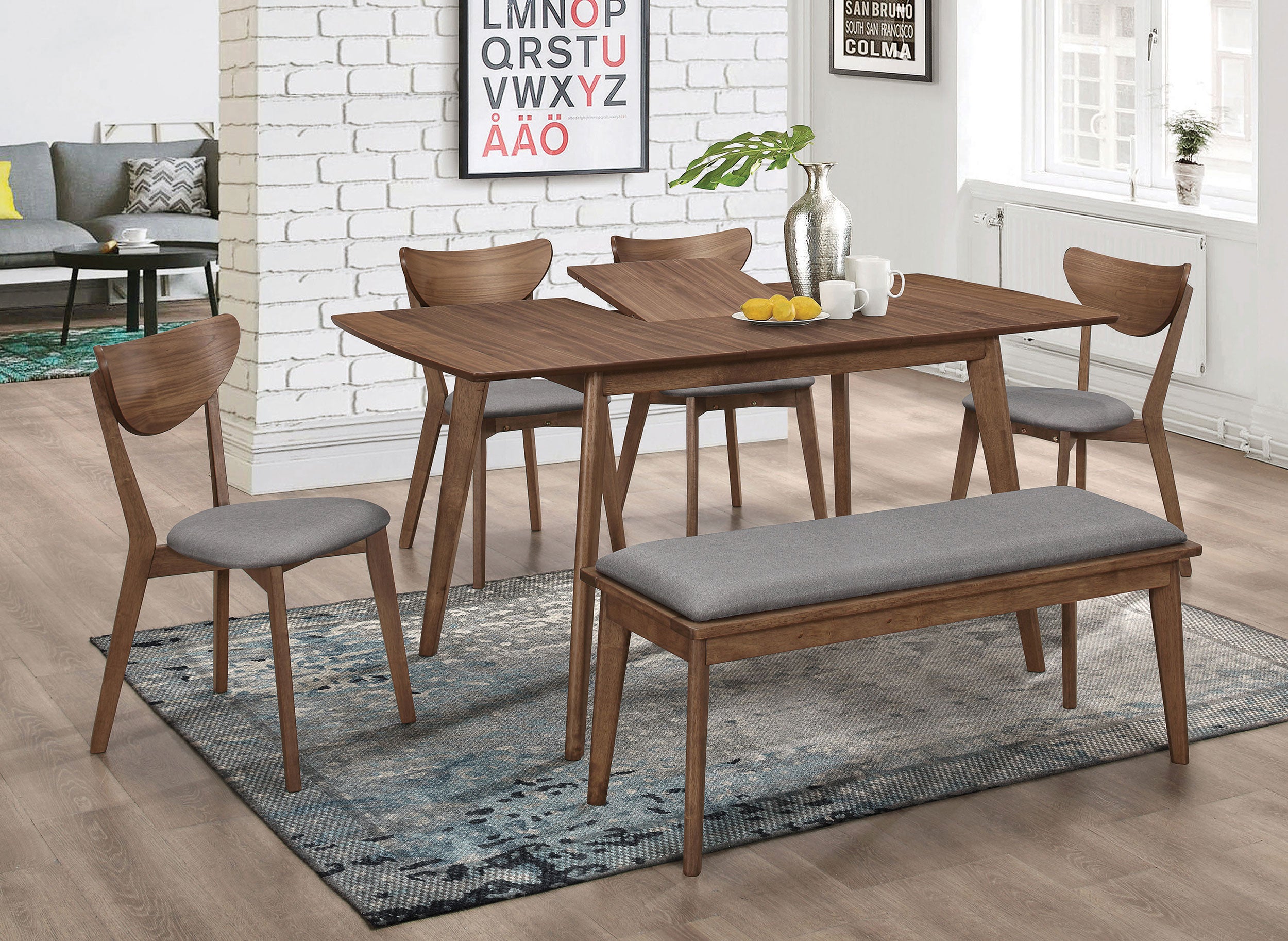Best Furniture Outlet - Coaster - Alfredo 6-piece Butterfly Leaf Dining Set Natural Walnut - 108080-S6