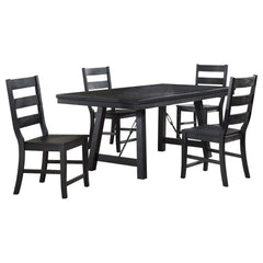 Newport 5-piece Rectangular Trestle Dining Table Set Black