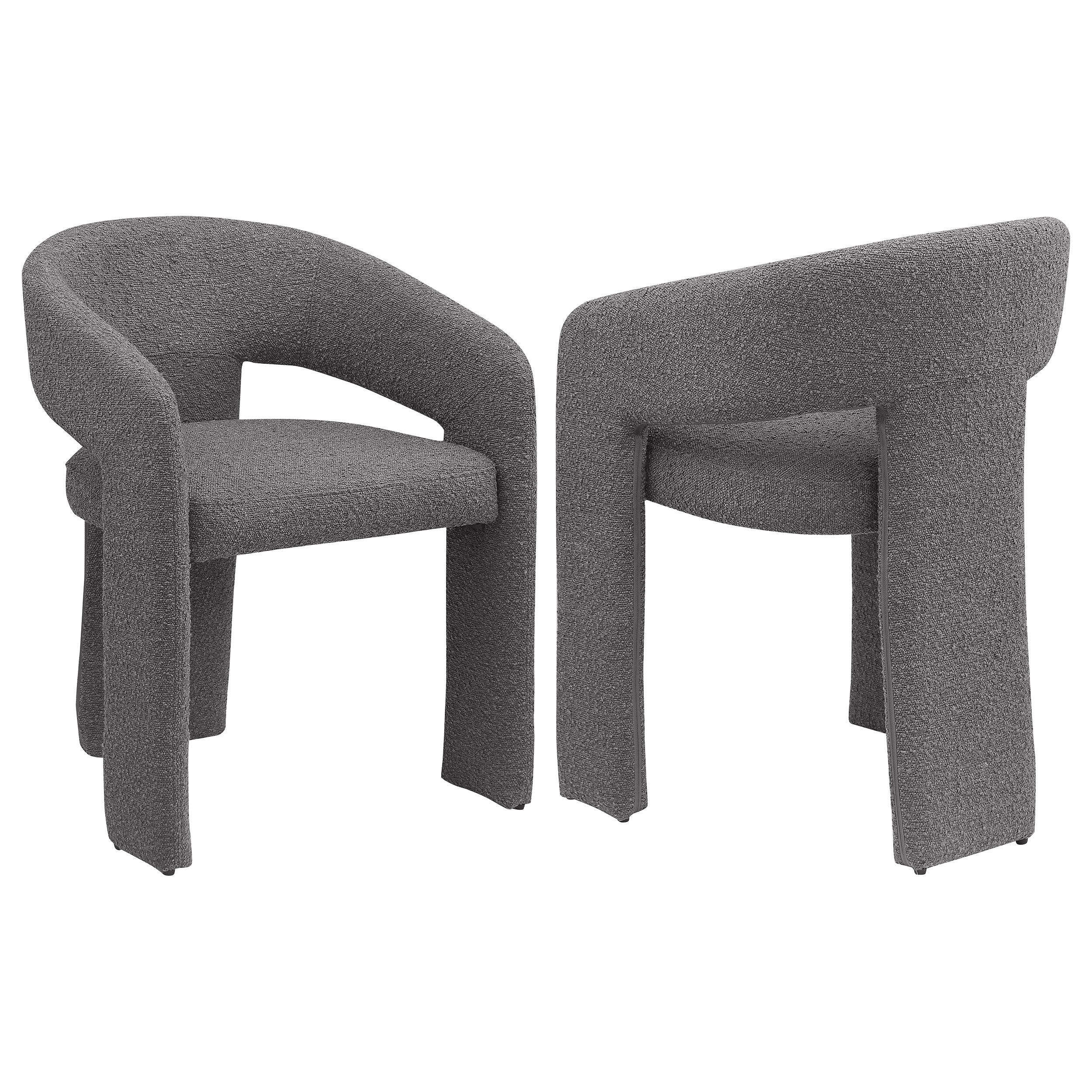 Best Furniture Outlet - Coaster - Eudora Boucle Upholstered Dining Arm Chair Grey (Set of 2) - 108187