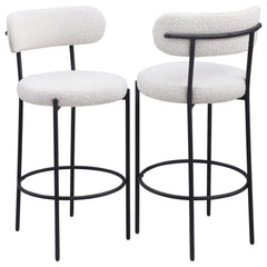 Best Furniture Outlet - Coaster - Viola Boucle Upholstered Bar Chair Cream (Set of 2) - 108189