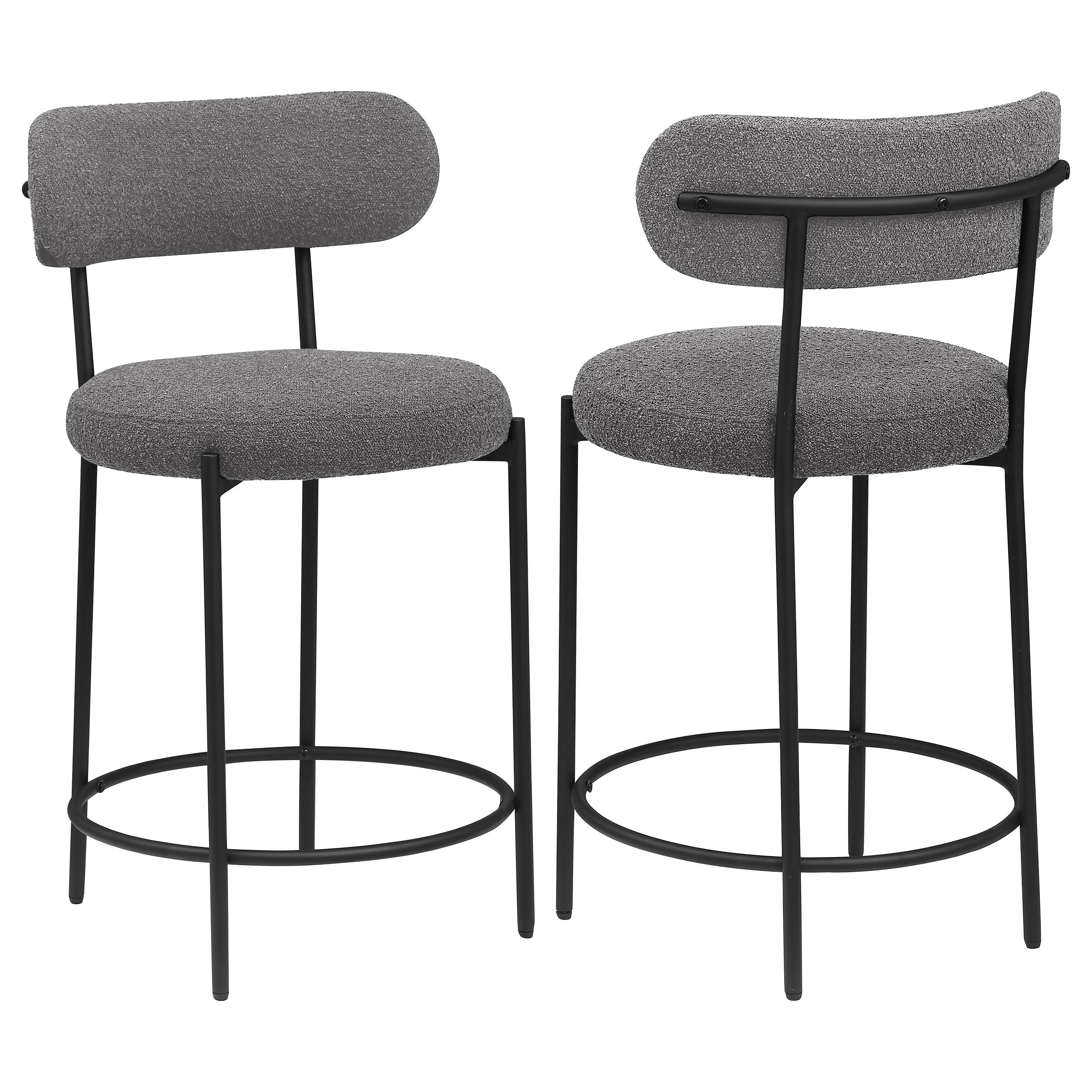 Best Furniture Outlet - Coaster - Viola Boucle Upholstered Counter Chair Grey (Set of 2) - 108198