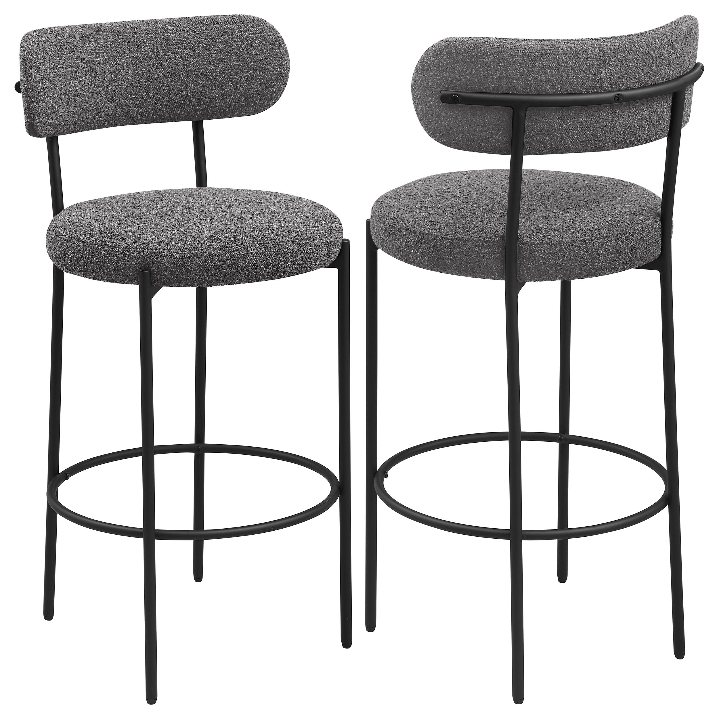 Best Furniture Outlet - Coaster - Viola Boucle Upholstered Bar Chair Grey (Set of 2) - 108199