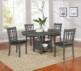Best Furniture Outlet - Coaster - Lavon 5-piece Oval Extension Leaf Dining Set Medium Grey - 108211-S5