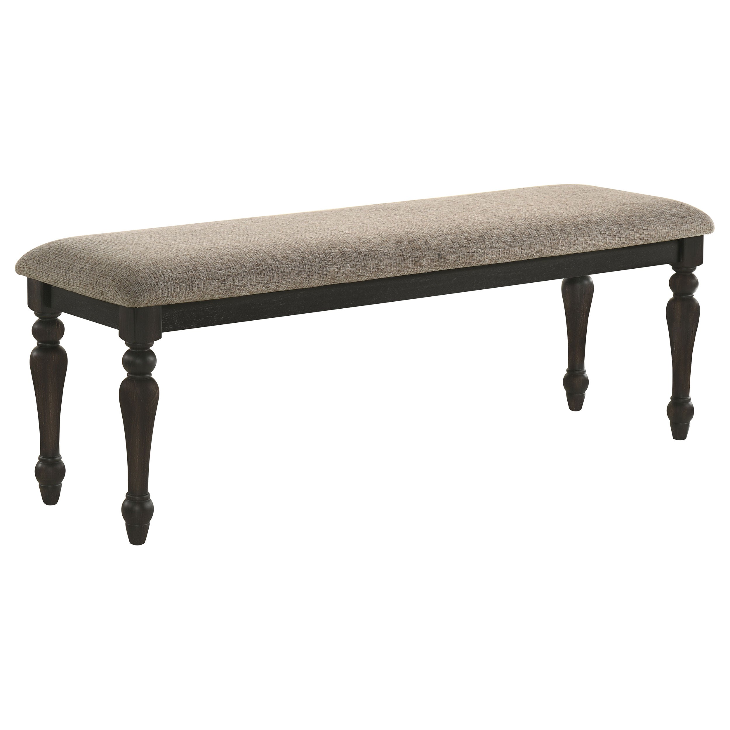 Best Furniture Outlet - Coaster - Bridget Fabric Upholstered Dining Bench Stone and Charcoal - 108223