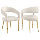 Best Furniture Outlet - Coaster - Galiano Velvet Upholstered Dining Arm Cream Beige (Set of 2) - 108282