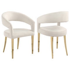 Best Furniture Outlet - Coaster - Galiano Velvet Upholstered Dining Arm Cream Beige (Set of 2) - 108282