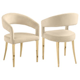 Best Furniture Outlet - Coaster - Galiano Velvet Upholstered Dining Arm Chair Beige (Set of 2) - 108286