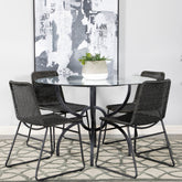 Best Furniture Outlet - Coaster - Aviano 5-piece Round Glass Top Dining Table Set Gunmetal - 108291-S5A