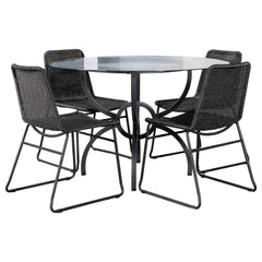 Aviano 5-piece Round Glass Top Dining Table Set Gunmetal